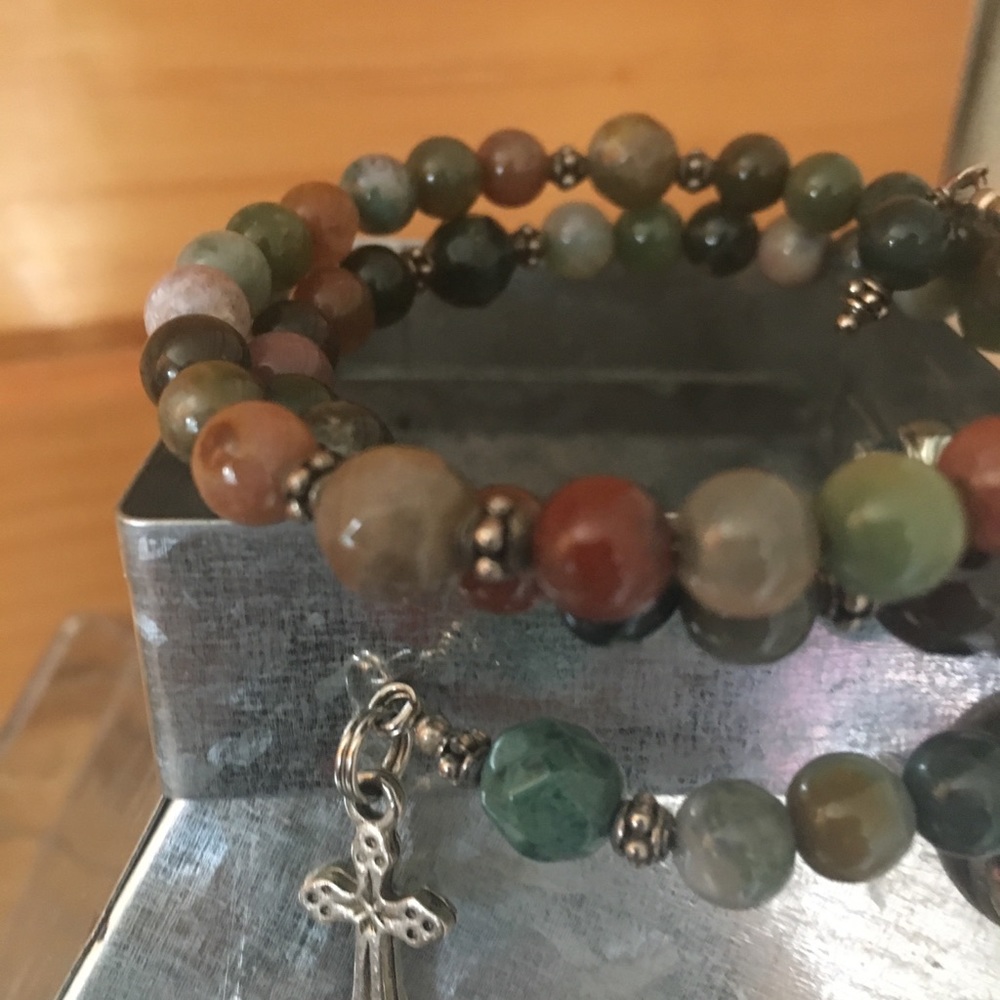 Rosary Wrap Bracelet with Cross and Angel/Cherub - Picture 5 of 7